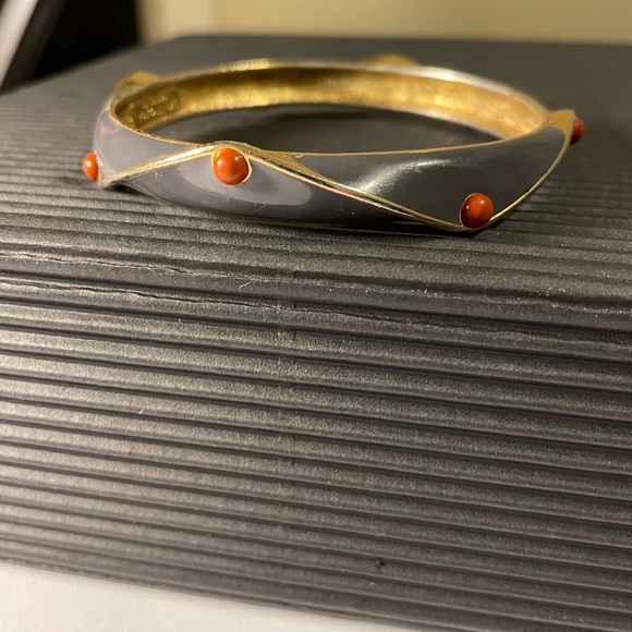 Balenciaga brass enamel and coral bangle bracelet EUC - Picture 3 of 3